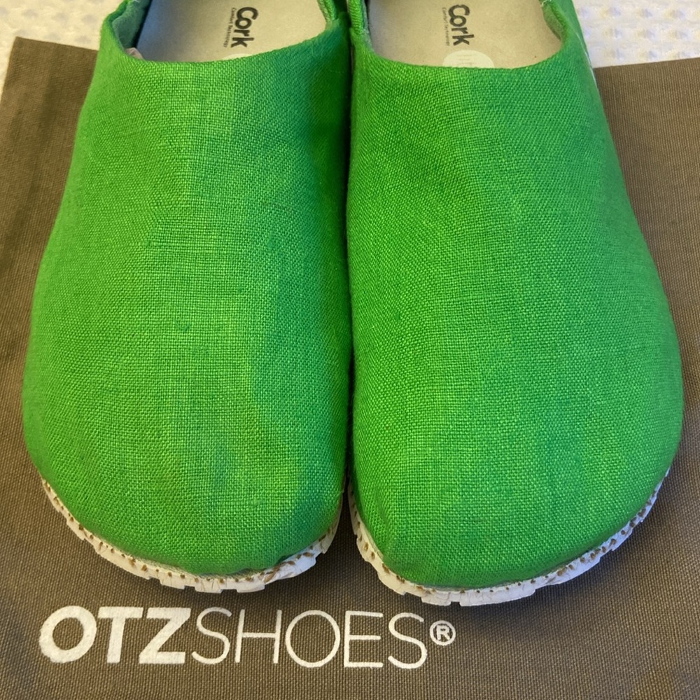 NEW! OTZ Canvas Linen Slip Ons Size 36 5.5 GREEN Shoes Flats - Picture 11 of 13